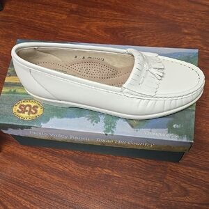 SAS Women's White Leather Loafers